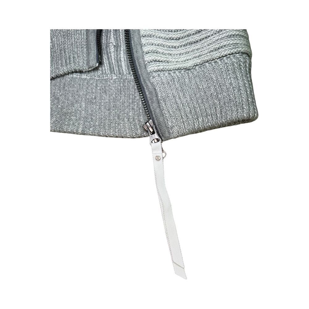 Lululemon Athletica Knit Hooded Zip Sweater Size 2 Gray Cotton Ribbed Cardigan - Picture 5 of 6